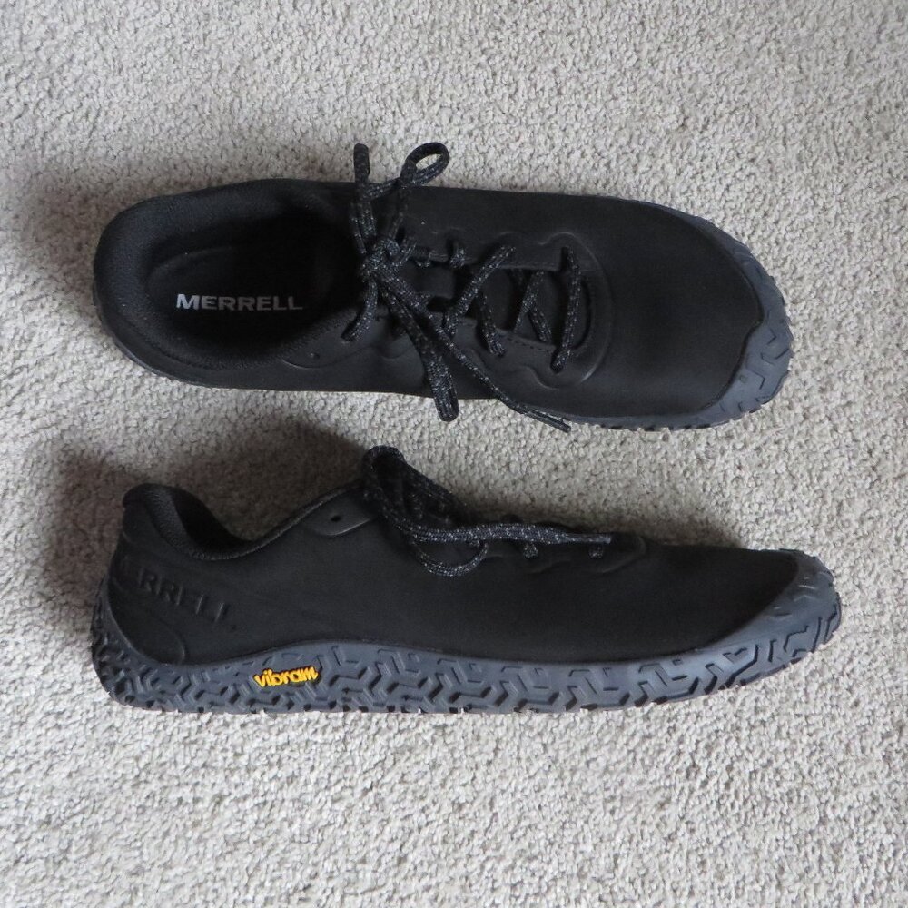 Merrell Mens Vapor Glove 6 Mens Barefoot Shoes Size 7.5 Black Leather  #J067939